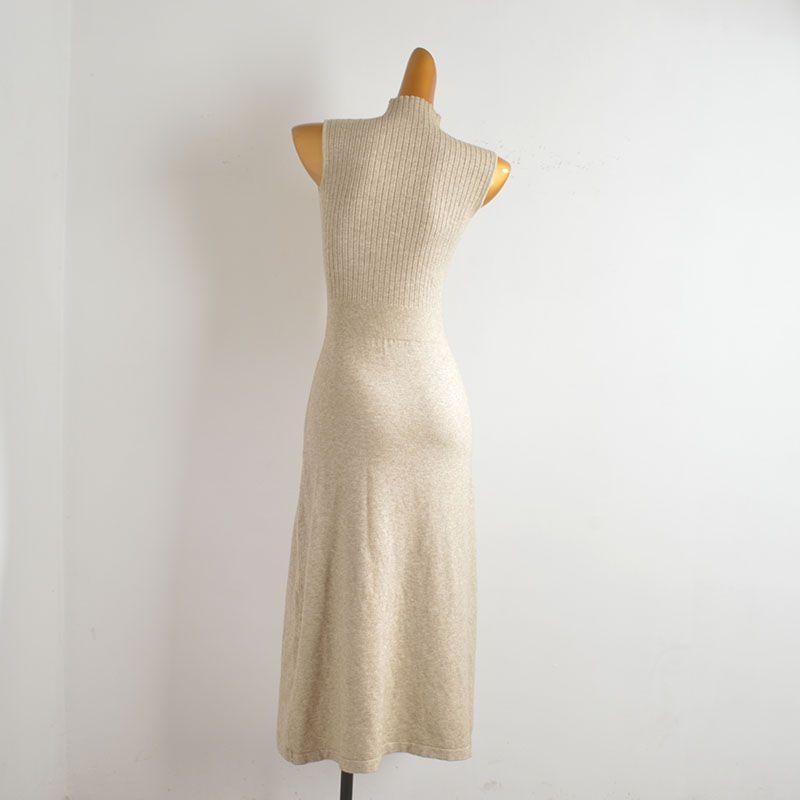 Pure Desire Style Sexy Half Turtleneck Sleeveless Knitting Dress Women's Autumn New Arrival Silm Slim Looking Sheath Fashion Long Skirt