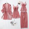 Women's Pajama Set 4Pcs Velvet Sleepwear Robe Gowns Nightwear V-Neck Sexy Pijamas Ladies Home Suit Nightgown Bride Bathrobe Gown