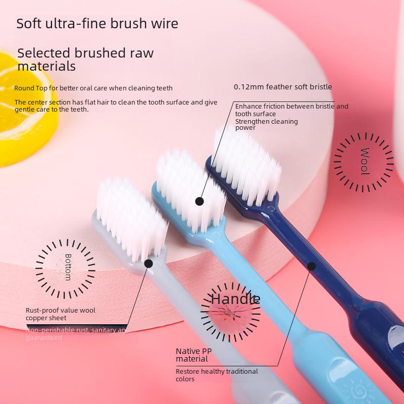 Набор из 3 зубных щеток Smiley Face Candy Color для взрослых - Мягкая щетина, Семейная упаковка с чехлом.