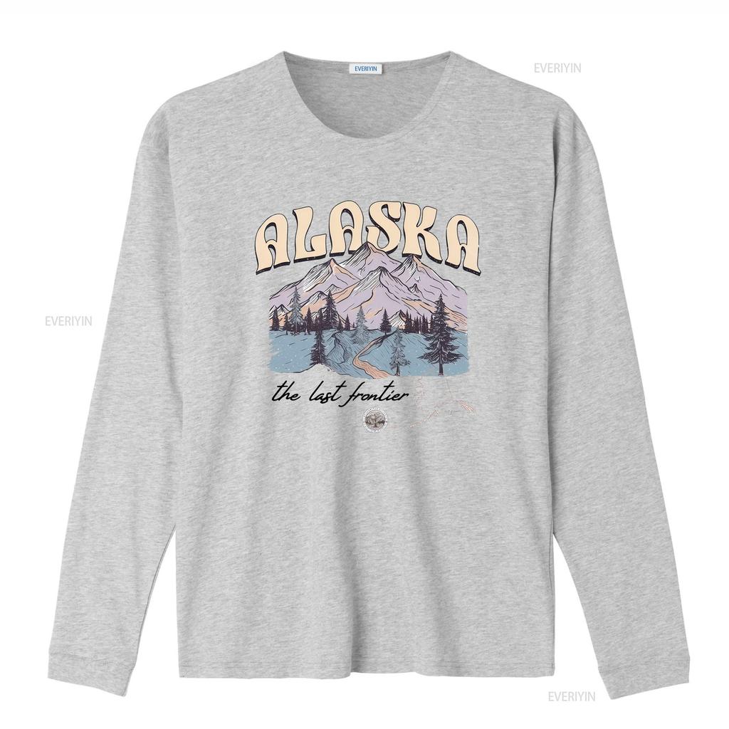 Vintage Retro Alaska Mountain Forest Print Casual Outdoor Hiking T Shirt Vintage Washed Unisex Designer Clothes Stylish