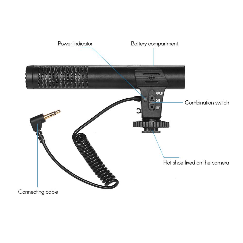 Камера, микрофон для записи видео, суперкардиоидный звукосниматель, мини-микрофон для