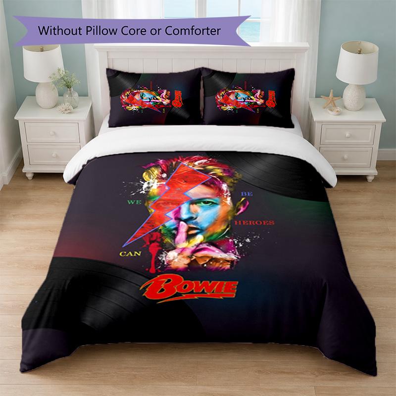 David Bowie Print 3Pcs Bedding Set Duvet Cover With Two Pillowcases Soft Bed Linen For Household Bedroom