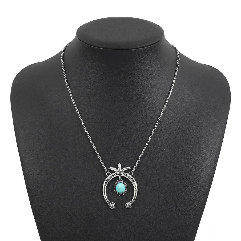 Винтажное этническое геометрическое бирюзовое ожерелье, модная цепочка на ключицу с цветком кактуса и головой коровы