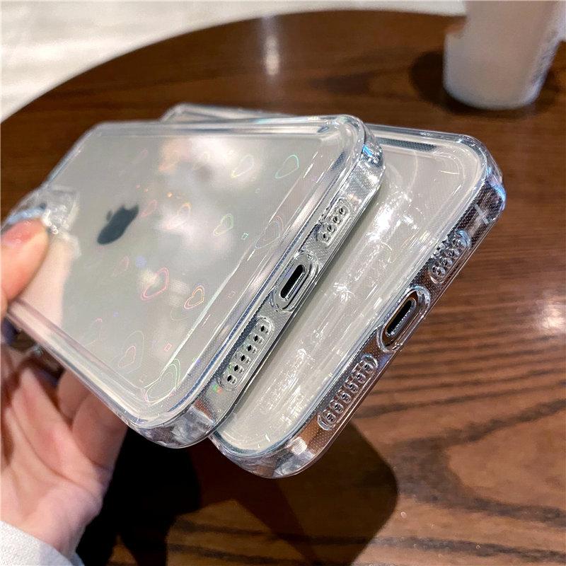 Gradient Rainbow Laser Phone Cases For Iphone 13 11 12 Pro Max Xs Max Xr X 7 8 Plus 13 Pro Transparent Soft Clear Acrylic Cover