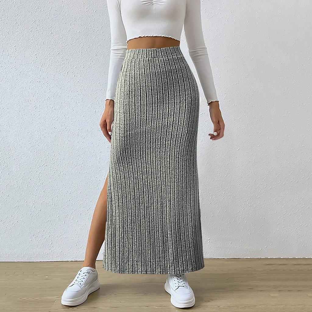 Новая летняя тонкая вязаная юбка с высокой талией и боковым разрезом для женских брюк