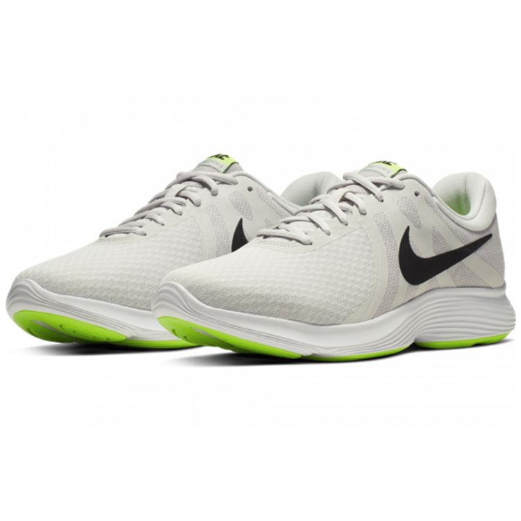 Nike Revolution 4 Удобная Простая Тканевая Амортизация Нескользящая Дышащая Легкая Низкий Верх Повседневные Кроссовки для Бега Мужские кроссовки Серо-Зеленый 908988-019