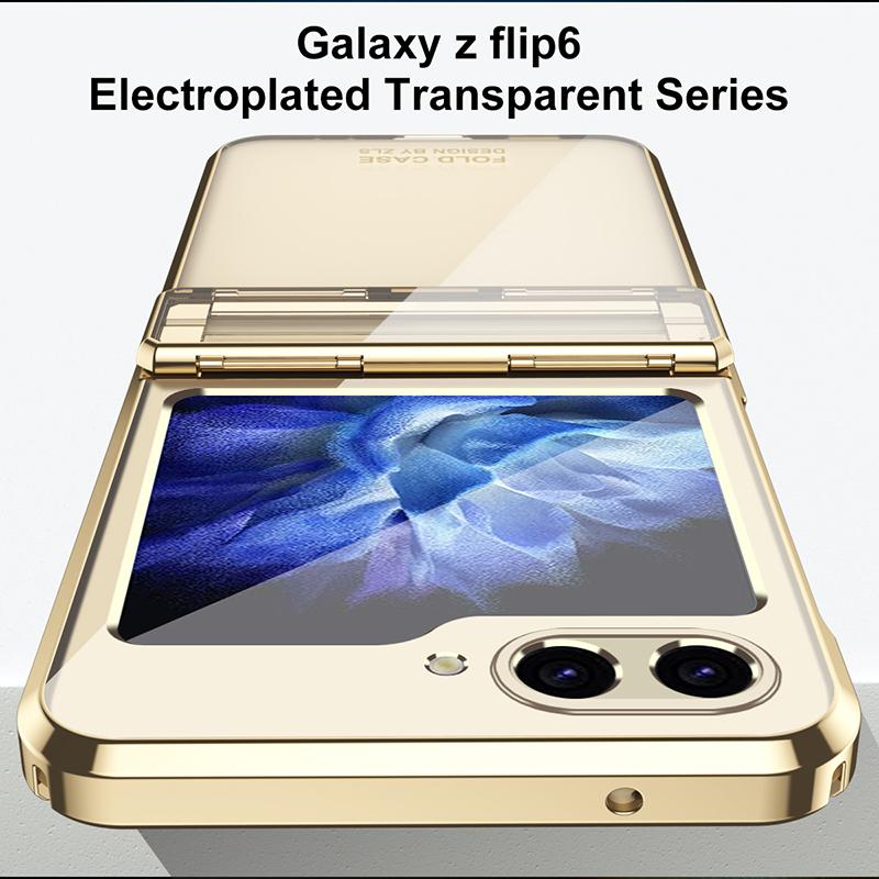 Роскошный прозрачный чехол с покрытием для Samsung Galaxy Z Flip 6 5G ZFlip6 Flip6 защитный складной противоударный жесткий пластиковый чехол для телефона