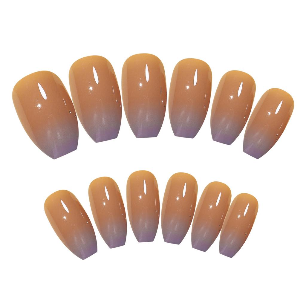 Nude Ice Through Khaki Gradual Change Short Wear Nail French Phototherapy Patch Nail Practice Full Sticker