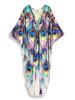 EDOLYNSA Loose Women's Kaftan Robe Long Dress Vibrant color Light jacket Summer wear Homewear Bathing suit cover up Q1634