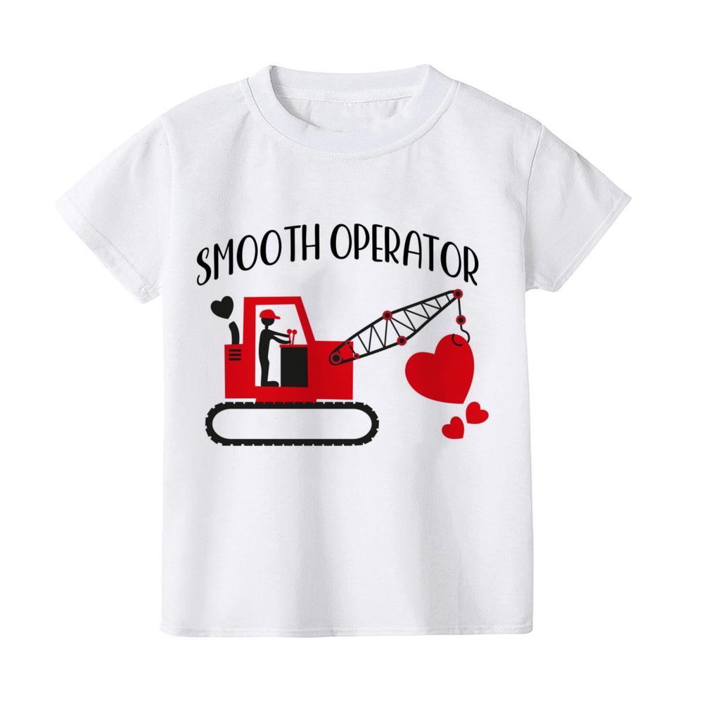 Smooth Operator Tractor Baby Valentines Day Shirts Construction Valentines Boy Short Sleeve Shirt Toddler Valentine Cute TShirt