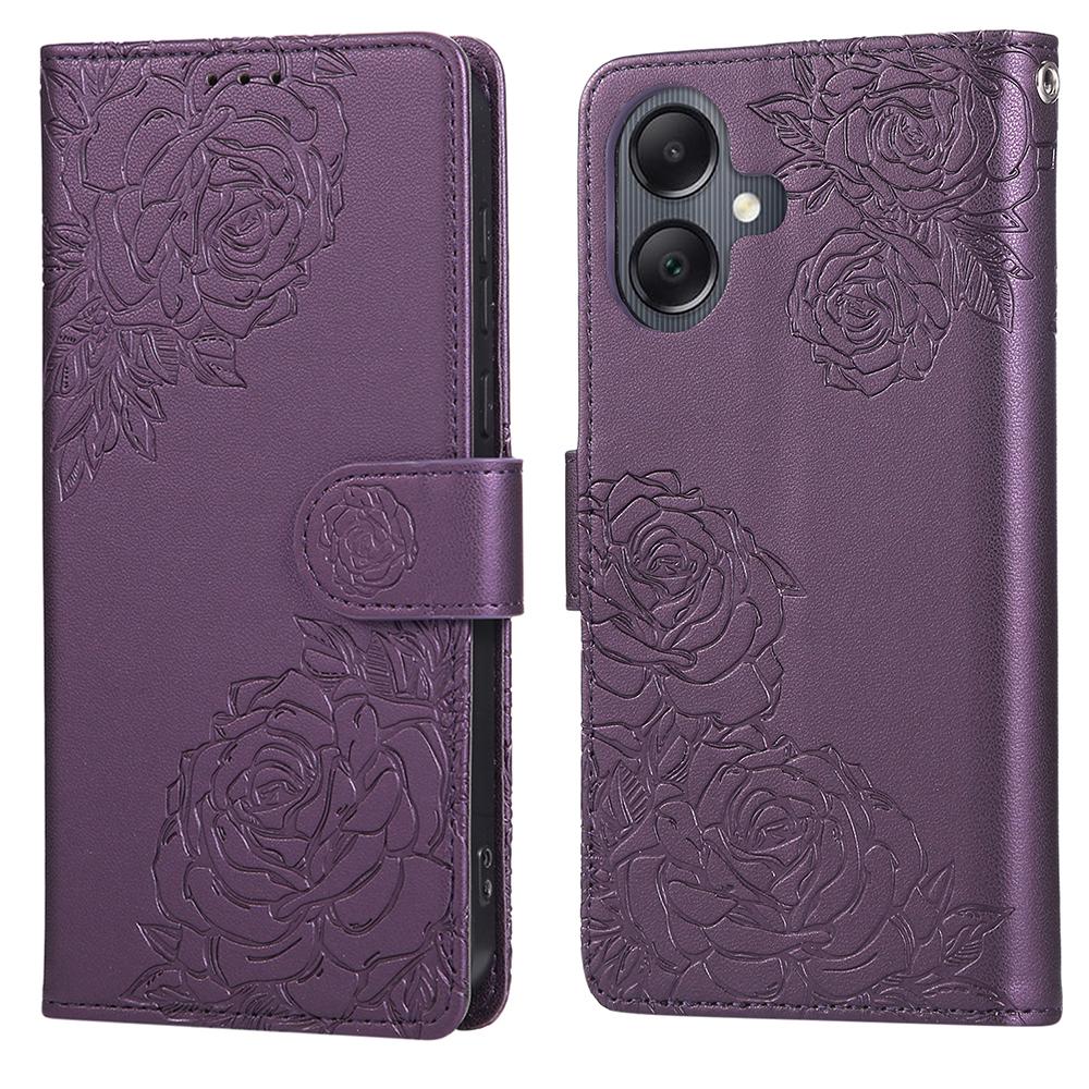 For Samsung Galaxy A07 4G/A06 4G/A06 5G Case Rose Flower PU Leather Wallet Phone Cover with 3 Card Slots/Wrist Strap