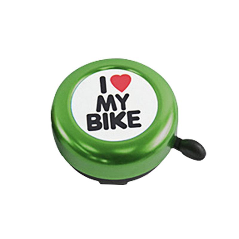 RTS Hot Sale Small Lovely Bicycle Bell I Love My Bike Logo Clear Volume Rich Color Safe Travel Bike Horn
