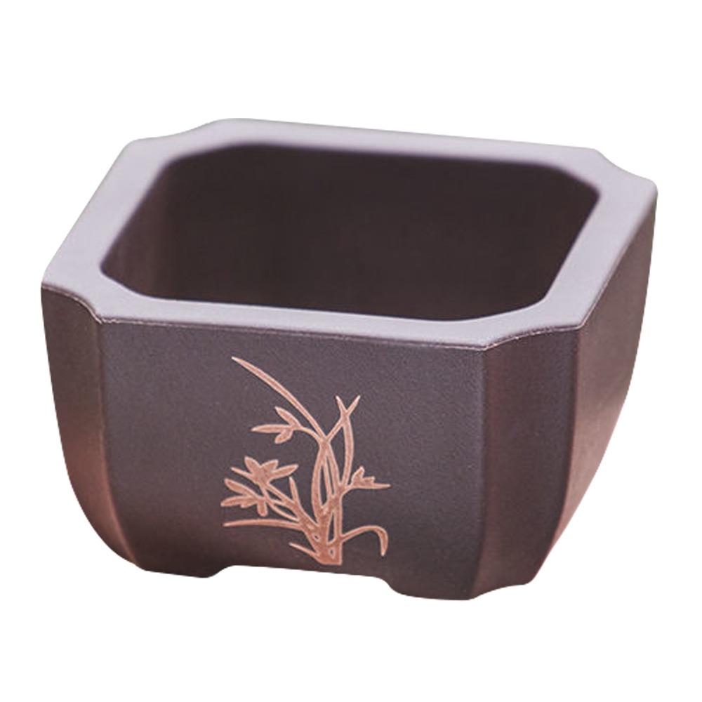 Durable Thick Flower Pot Imitation Purple Clay Bonsai Succulent Basin Simple Plant Bowl Home