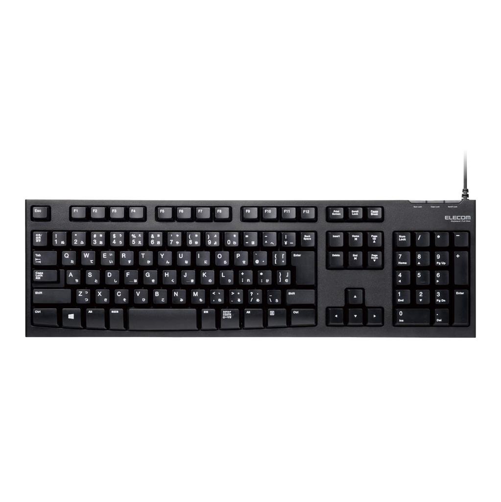 ELECOM Keyboard Wired Membrane 10 Million Times Durable Black TK-FCM062BK