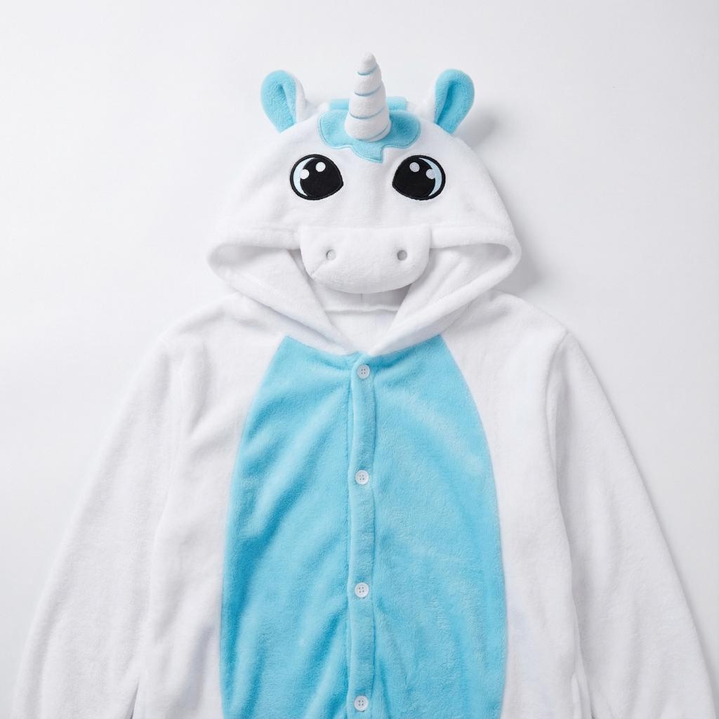 Piżama Onesie Kigurumi Kostium Przebranie Biały Jednorożec Dzieci 125-135Cm