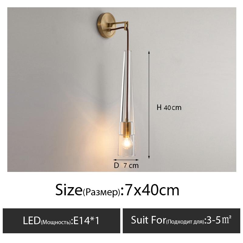 Nordic creative living room Crystal wall lamp fashion modern minimalist model bedside copper wall lamp bedroom Corridor