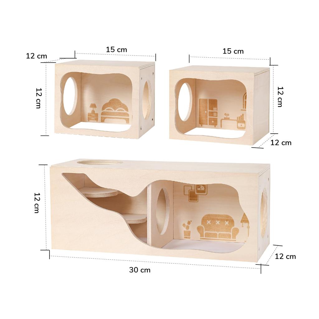 Домик для хомяка Tafit, деревянный домик для хомяка, игрушка для исследования туннеля для маленьких животных и домашних животных, секретный домик для карликовой сирийской мыши-хомяка, хомяка,