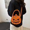 Halloween Single-shoulder Bag Color-blocking Hand-held Women's Bag Simple PU Leather Crossbody Pumpkin Bag CLE