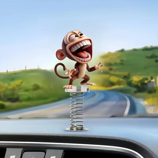 Качающееся украшение в виде животного, 2D акриловое украшение в виде обезьяны на пружине, мультяшный кролик, украшение на приборную панель автомобиля для декора дома, офиса, стола