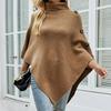 Autumn and Winter Women Solid Loose Bat Sleeve Cross Border Cloak Cardigan Knitwear O-Neck Sweater