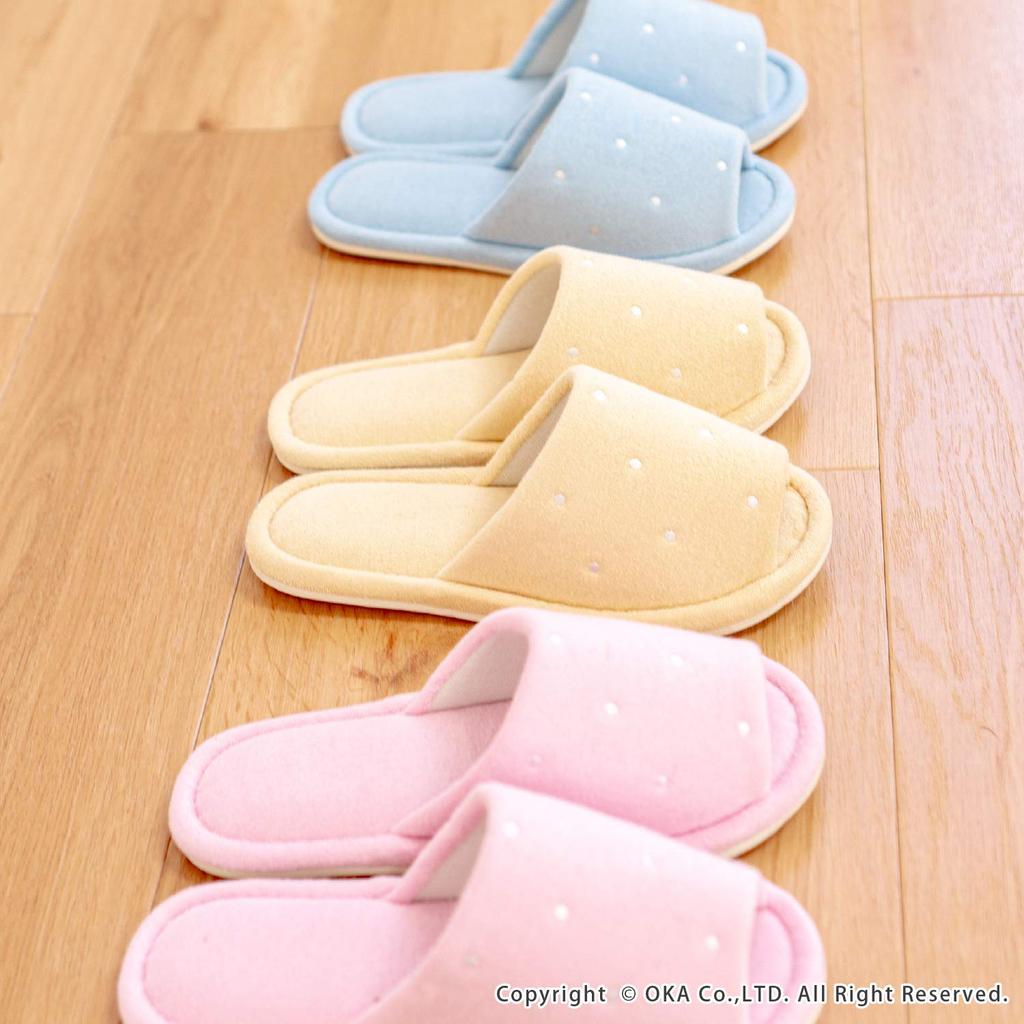 Oka Fits Feet Up To Approximately Pure Cologne Mu Polka Slippers, Beige, 25cm, (basic Dots)