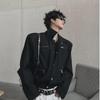 Мужская весна 2023 темная короткая куртка: Модный дизайн наплечника с металлической молнией