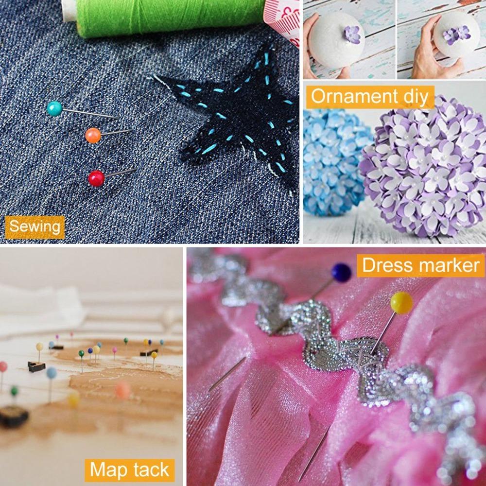 1000pcs Multicolor Glass Ball Head Pins High Temperature Resist Dressmaking Pins Flower Decoration
