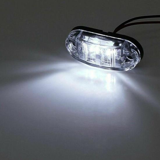 10x White LED Oval Side Marker Lights Truck Trailer Clearance Waterproof