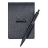 Rhodia Metallic PU Leather Ballpoint Pen Script Set Black Rhodia A7 Memo Pad Sheets 5mm RHODIA Cfmtpu11setbk (Block No.11 Black/80 Grid)