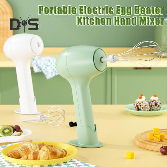 Portable Hand Mixer Electric USB Rechargeable Cordless Egg Beater with 2 Stirring Nets 3 Speeds Kitchen Whisk for Baking