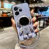 Силиконовый противоударный чехол для телефона OPPO Realme GT 7 Pro с гальваническим покрытием, мультяшный астронавт, подставка, ремешок, чехол для OPPO Realme GT 6T GT NEO 6 SE