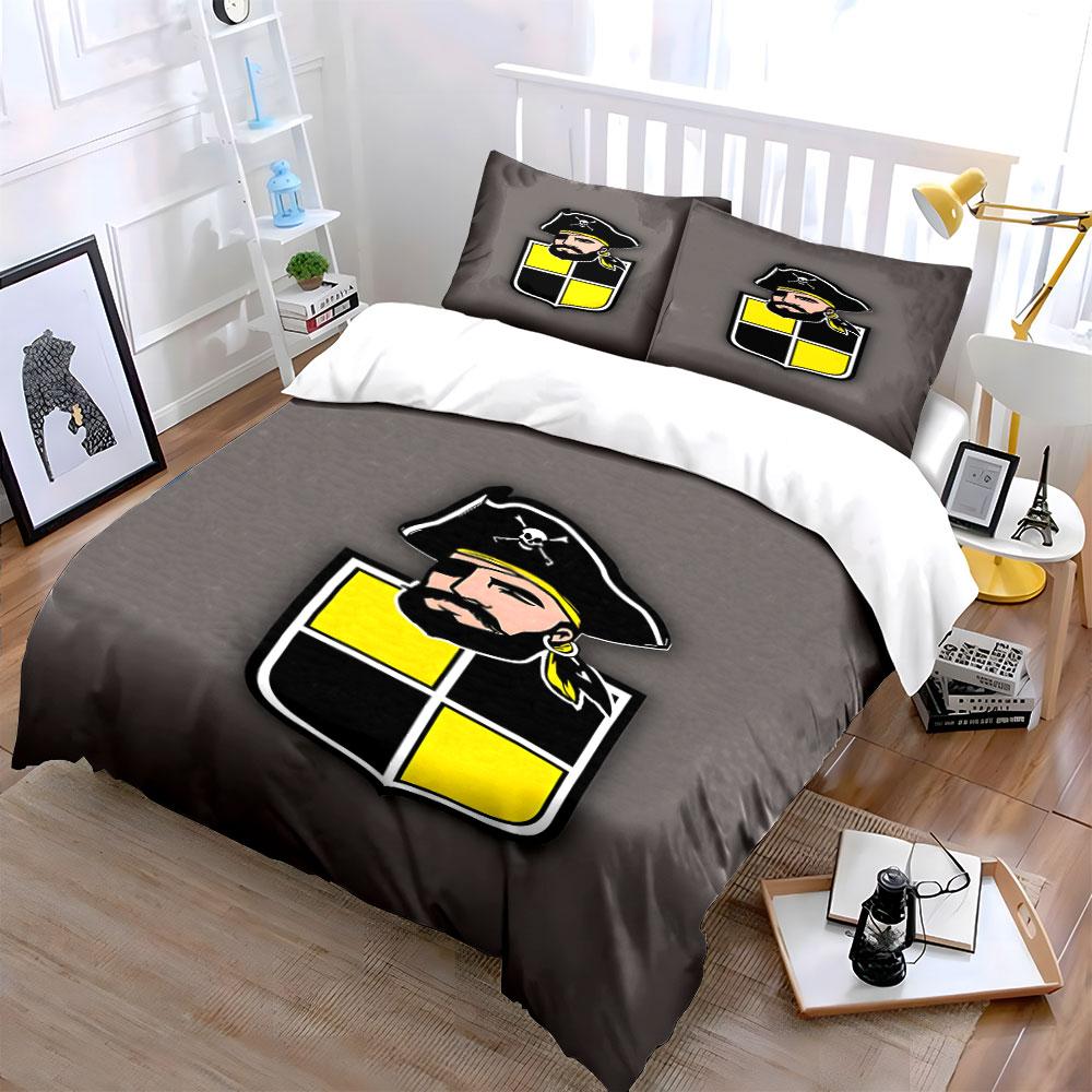 Pirate Logo with Skull Emblem Design Print Bedding Set Duvet Cover Pillowcases (1* Duvet Cover 2* Pillowcases Do Not Include Comforter)