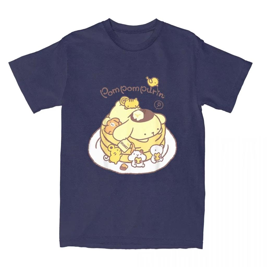 Футболка Pompompurin Pancake Friends для мужчин и женщин, винтажная хлопковая футболка с круглым вырезом и коротким рукавом, подарочная одежда