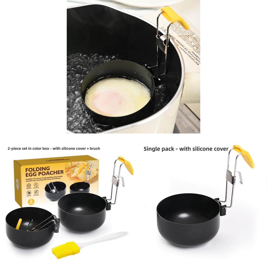 Foldable Egg Poacher Set With Non Stick Round Shape For Home Kitchen Cooking