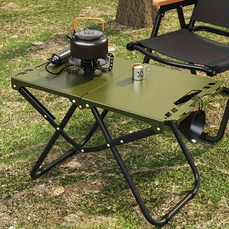 Outdoors Lightweight Folding Picnic Table Aluminum Camping Foldable Table Space-Saving High Load Capacity BBQ Travel Hiking