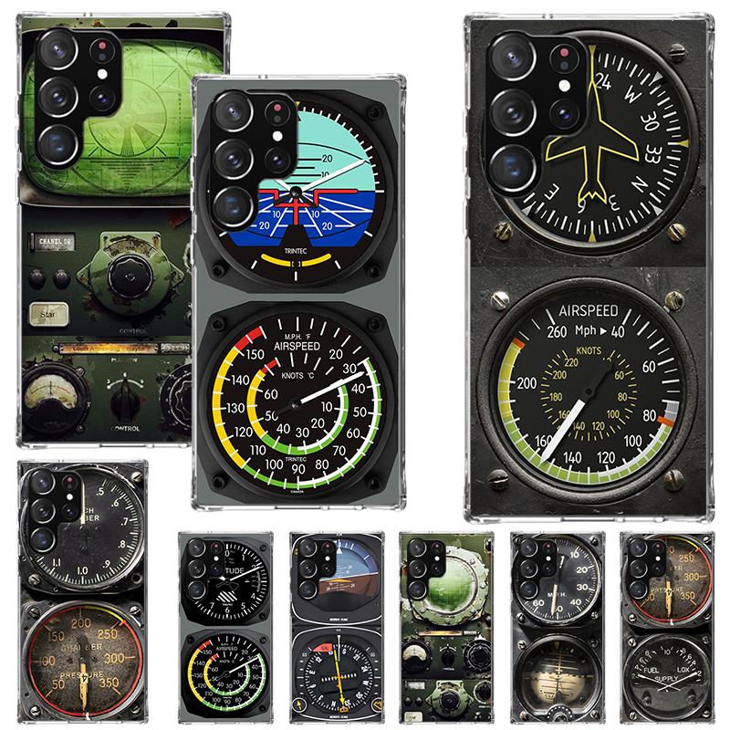 Aviation Aeroplane Helicopter Cockpit Instrument Phone Case For Samsung Galaxy S25 S24 S23 Ultra S22 Plus S21 S20 FE S10 + S25Ul