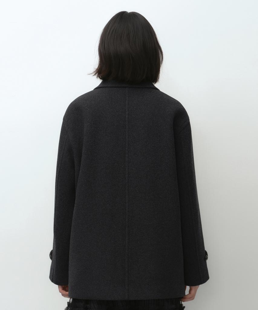 MUSINSA STANDARD WOMAN [Ojesio Collaboration] Cashmere Blend Double Half Coat [Charcoal Gray]