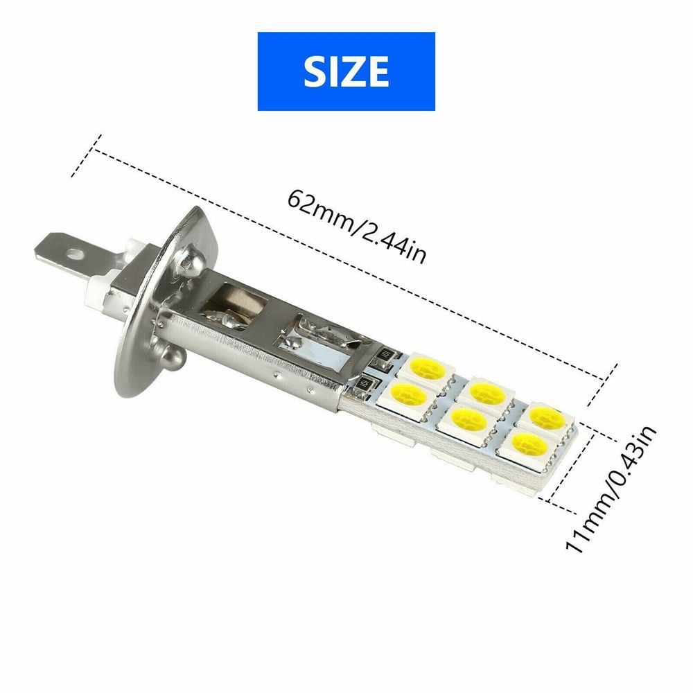 12SMD-5050 6000K Super Bright 55W LED H1 Car Fog Light DRL Headlight Driving Bulb Turn Signals