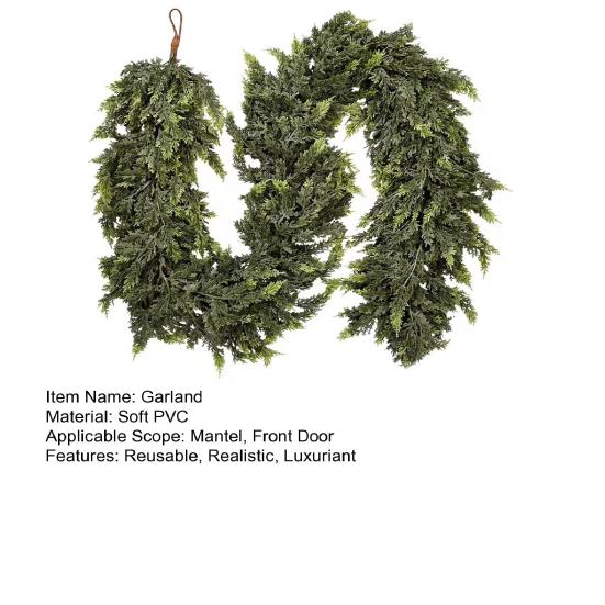 6 футов Рождественская кедровая гирлянда Искусственная сосновая иголка Гирлянда Реалистичная Праздничная Искусственная