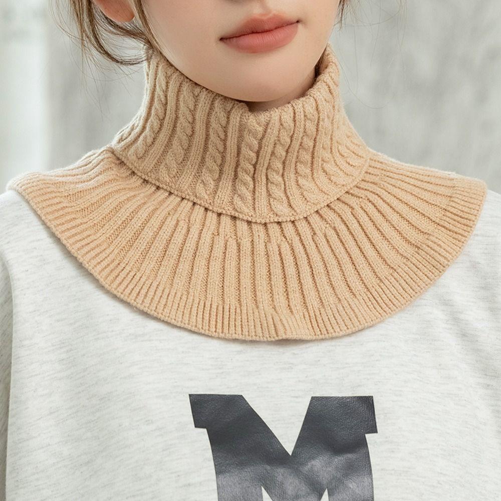Solid Color Wraps Knitted Bib Warm Scarf Wool Scarf Simple Turtleneck Fake Collar  Autumn Winter
