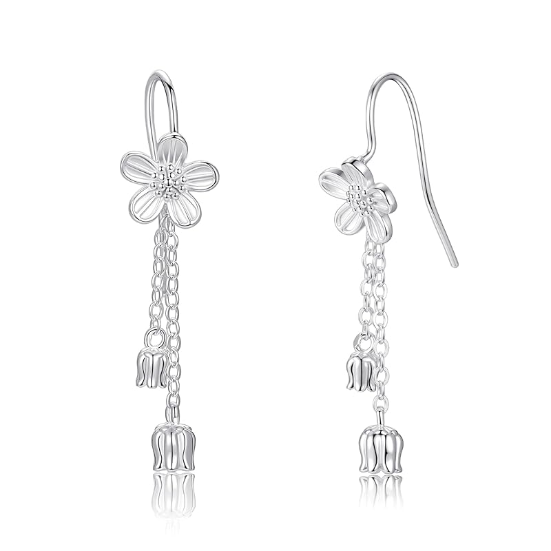 Серьги женские Sway Оставьте его на втором пирсинге Серебро S925 Совместимо с аллергией на металлы оба уха милые серьги-цветы