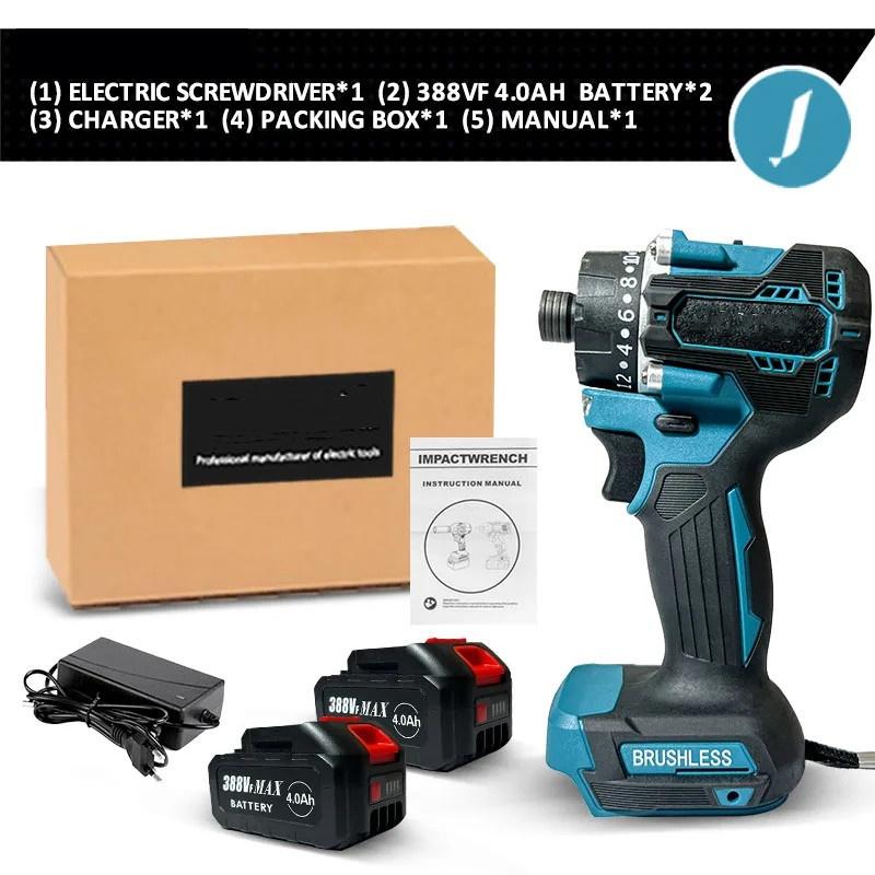 20+1 Крутящий момент Бесщеточная электрическая отвертка Аккумуляторная Беспроводная Электрическая дрель Отвертка Набор бытового электроинструмента