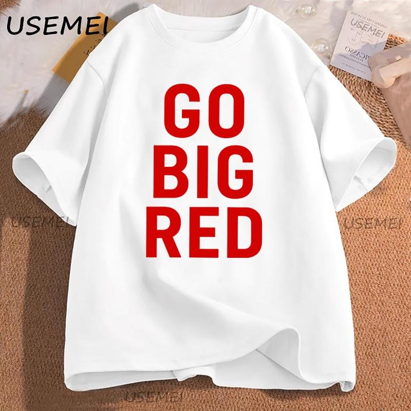 Go Big Red T Shirt Football Volleyball Basketball Tee Men Women Game Day TShirt Casual Printed Cotton Shortsleeve Tees