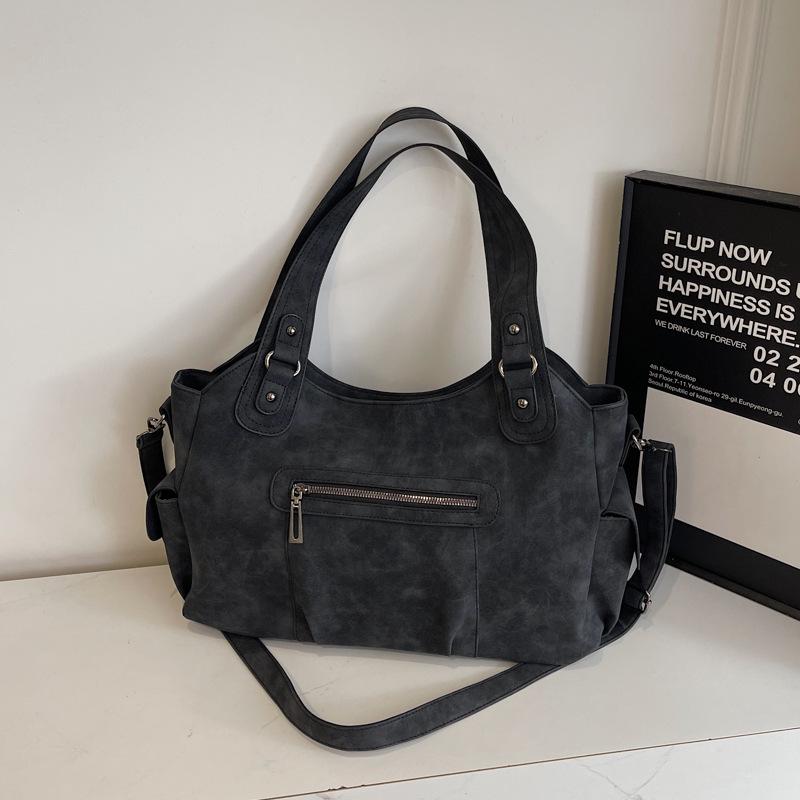 2025 Women's Retro Large-Capacity Frosted Tote, Shoulder, and Crossbody Bag