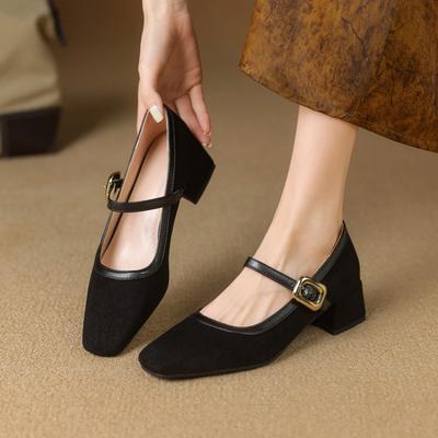 Новые женские туфли из маленькой кожи с круглым носком и средним каблуком, женские модные туфли-лодочки с леопардовым принтом, резиновая мягкая подошва, повседневные туфли на квадратном каблуке