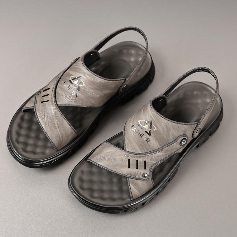 Модные мужские летние сандалии для отдыха на природе 2024 Новые мужские сандалии Мужская кожаная пляжная обувь Повседневная мужская обувь Модные тапочки Сандалии Мужская обувь