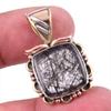 Natural Black Rutile 925 Solid Sterling Silver TwoTone Gift Pendant 1.25" J6E75