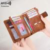 Женский кожаный кошелек-трифолд с защитой от RFID и множеством отделений для карт - Ретро европейский и американский стиль