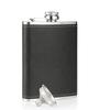 8 Oz Hip Flask Black Leather Flask Stainless Steel Soft Touch Leather Wrap Flask with 1 Funnel Whiskey Rum Flask KC0465