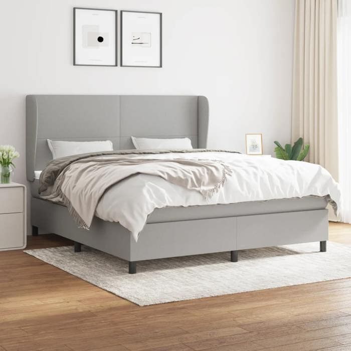VidaXL Divan Bed with Mattress Light Grey 180x200cm Fabric - Model 3127821